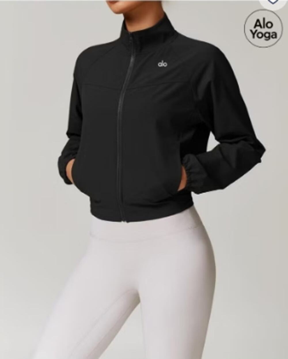 NEW Alo Yoga Athletic Jacket Women's Black Full Zip Lightweight Quick Dry Size M